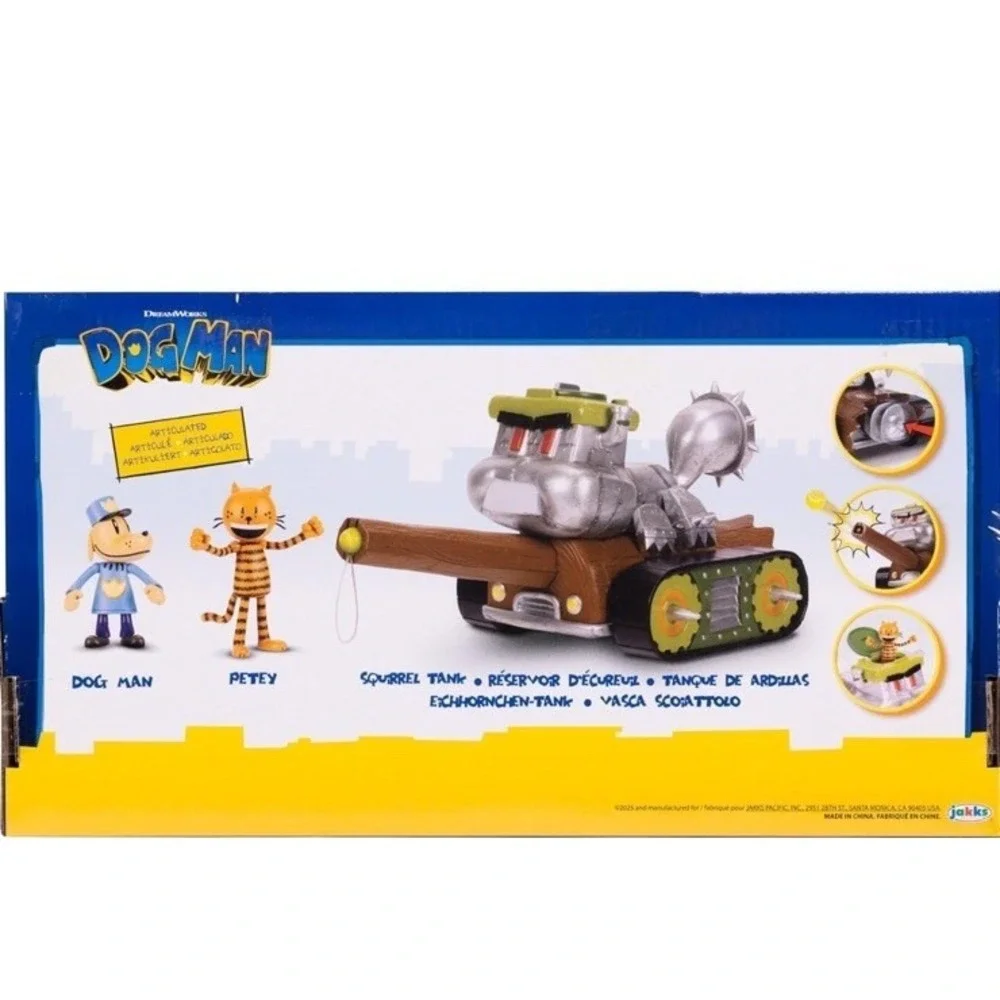 (b32/13)AKKS Dog Man Squirrel Tank Shooter Vehicle Playset with Petey &Dog Man